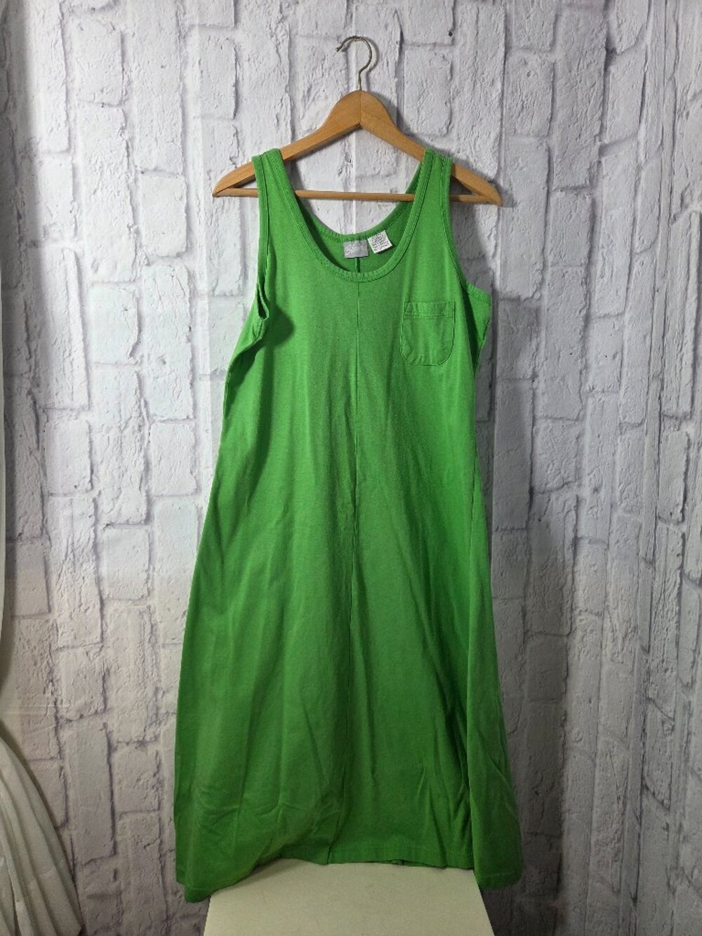 Vintage Blair Medium Bright Green Sleeveless Cotton Blend Summer Tank Dress